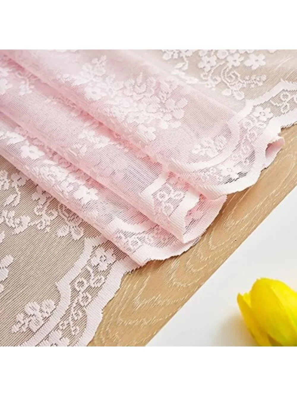 Cute Vintage Lace Curtains - Sheer Pink Floral Drapes for Girls' Room, 2 Panels